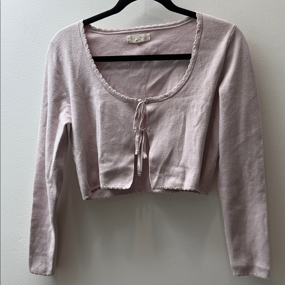 La Hearts Light Pink Tie-Front Crop Top